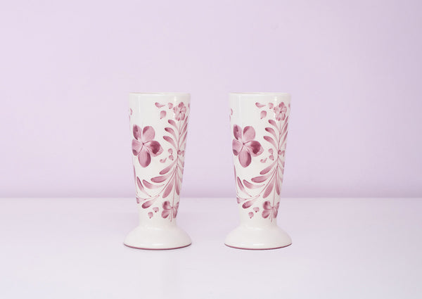 Duo Burgundy Floral Vases