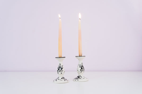 Handcrafted Black and White Candle Holders