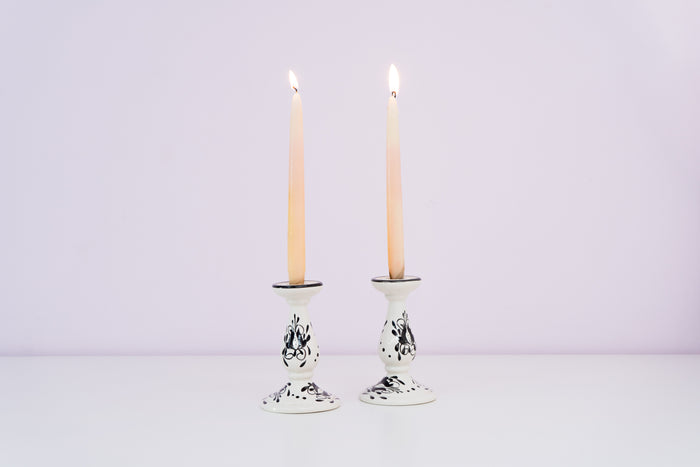 Handcrafted Black and White Candle Holders - Pavia Flowers